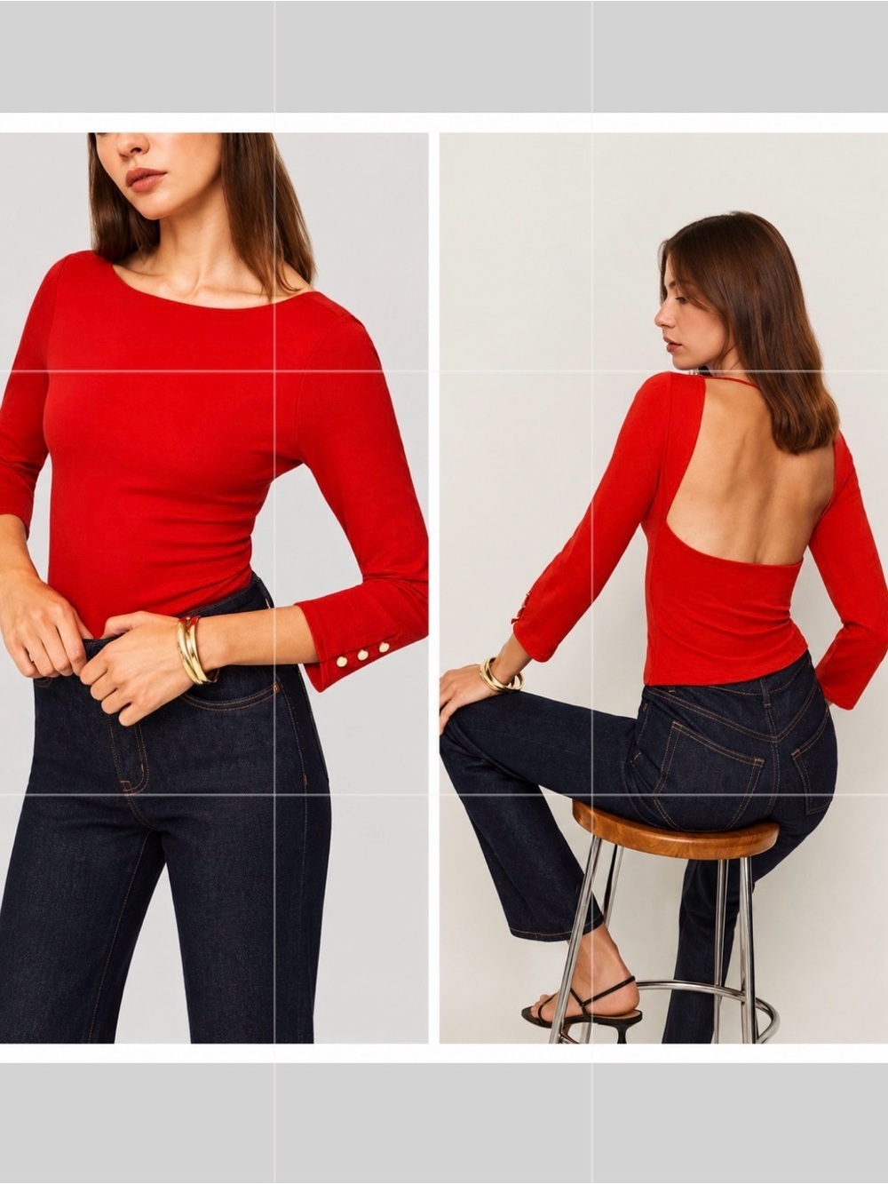 Reformation -Red Jalen open back Knit Top Size S-NWT